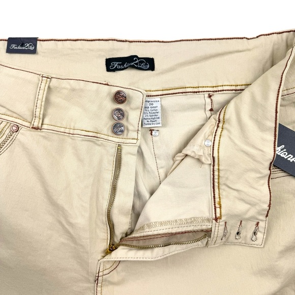 Fashion 20 Love Women’s Jeans Sz 20 Stretch Wide Leg Relaxed Fit Beige Denim NWT - Picture 12 of 15